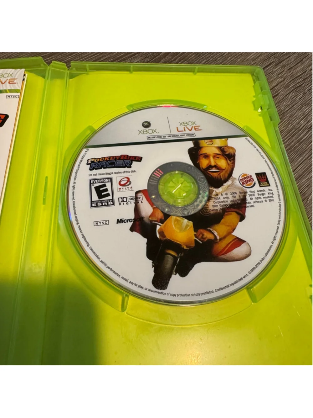 Microsoft PocketBike Racer Burger King Xbox Video Game Promo